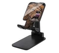 Rkklvbns 360° Rotating Cell Phone Stand, Folding Lion Sticks Out Tongue Phone Stand for Office Accessories, Adjustable Height and Angle Phones Holder Black for Desktop, Chair, Home