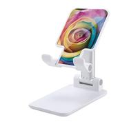 Rkklvbns 360° Rotating Cell Phone Stand, Folding Rainbow Rose Flower Phone Stand for Office Accessories, Adjustable Height and Angle Phones Holder White for Desktop, Chair, Home