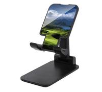Rkklvbns 360° Rotating Cell Phone Stand, Folding Scenic Hawaii Golf Tropical Phone Stand for Office Accessories, Adjustable Height and Angle Phones Holder Black for Desktop, Chair, Home