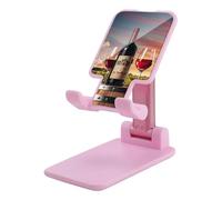 Rkklvbns 360° Rotating Cell Phone Stand, Folding Wooden Wine Barrel on Wine Bottle Phone Stand for Office Accessories, Adjustable Height And Angle Phones Holder Pink for Desktop, Chair, Home