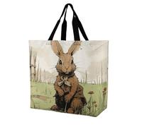 Rkklvbns A Brown Rabbit Women Tote Bag Shoulder Grocerie Bags Portable Storage Handbag Lightweight Durable for Work Travel Casual Bag