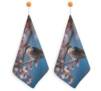 Rkklvbns A Little Bird Hand Towels for Bathroom, Quick-Drying Square Hanging Hand Towels with Lanyard 2PCS, Soft Hand Dry Towels for Kitchen, Hotel, Travel, Hostel, Camping