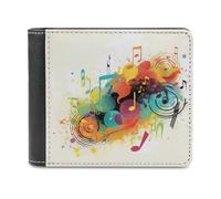 Rkklvbns Abstract Music Themed Leather Wallets RFID Blocking Slim Front Pocket Wallet Leather Money Clip, Stylish Mens Bifold Wallet Credit Card Holder Gift for Men