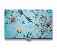 Rkklvbns Abstraction Biology Chemistry Pocket Business Card Holder Portable Business Name Card Holder Aluminum Alloy Flip Cover Slim Name Cards Case for Business Meeting Use