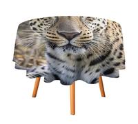 Rkklvbns African Animal Leopard Tablecloth for Wedding, Washable Table Cloth for Restaurant, Round Polyester Table Cover 60x60in for Party, Waterproof Tablecloth for Banquet, Holiday Decor