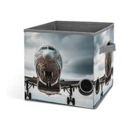 Rkklvbns Airplane Art Storage Bins, Collapsible Storage Basket with Handles, Large Clothes Fabric Organizer Bin for Organizing Books Blankets Toys