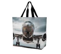 Rkklvbns Airplane Art Women Tote Bag Shoulder Grocerie Bags Portable Storage Handbag Lightweight Durable for Work Travel Casual Bag