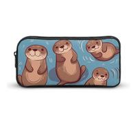 Rkklvbns Animal Cute Brown Otters Large Pencil Case Portable Pencil Bag with Zipper Stationery Organizer Simple Storage Aesthetic Stationery for Office College Adult Use