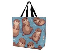 Rkklvbns Animal Cute Brown Otters Women Tote Bag Shoulder Grocerie Bags Portable Storage Handbag Lightweight Durable for Work Travel Casual Bag