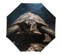 Rkklvbns Animal Tortoise Umbrella, Large Size Windproof Travel Umbrella, Auto Open Close, Portable Folding Parasol Durable Premium Grip for Men And Women