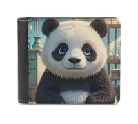 Rkklvbns Anime Panda Face Leather Wallets RFID Blocking Slim Front Pocket Wallet Leather Money Clip, Stylish Mens Bifold Wallet Credit Card Holder Gift for Men