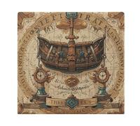 Rkklvbns Antique Treasure Map Seat Cushion Cover Square Pillows Seating for Adults, Comfort Soft Floor Pillow for Living Room, Non-Slip Memory Foam Chair Pad with Removable Cover, 13.8x15 Inch