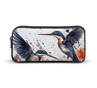 Rkklvbns Art with Lily Flowers Birds Watercolor Large Pencil Case Portable Pencil Bag with Zipper Stationery Organizer Simple Storage Aesthetic Stationery for Office College Adult Use