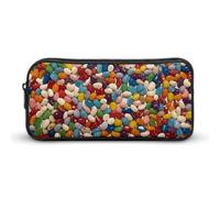 Rkklvbns Assorted Jelly Beans Large Pencil Case Portable Pencil Bag with Zipper Stationery Organizer Simple Storage Aesthetic Stationery for Office College Adult Use