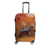 Rkklvbns Autumn Woods Cabin Luggage Cover for Travel, Washable Suitcase Protector for Home, Anti Scratch Luggage Covers with Zippers on Both Sides, Stretchable Outdoor Accessories, white, Small