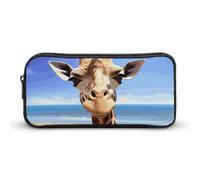 Rkklvbns Beach Giraffe Large Pencil Case Portable Pencil Bag with Zipper Stationery Organizer Simple Storage Aesthetic Stationery for Office College Adult Use