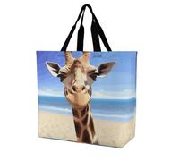 Rkklvbns Beach Giraffe Women Tote Bag Shoulder Grocerie Bags Portable Storage Handbag Lightweight Durable for Work Travel Casual Bag