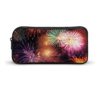 Rkklvbns Beautiful Fireworks Large Pencil Case Portable Pencil Bag with Zipper Stationery Organizer Simple Storage Aesthetic Stationery for Office College Adult Use