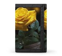 Rkklvbns Beautiful Yellow Roses Trifold Wallet for Men Minimalist Design Slim Wallet with Money Pocket & Multiple Card Slots Stylish Durable Wallets