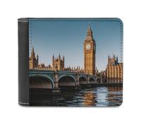 Rkklvbns Big Ben And Houses of Parliament Riverside Leather Wallets RFID Blocking Slim Front Pocket Wallet Leather Money Clip, Stylish Mens Bifold Wallet Credit Card Holder Gift for Men