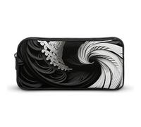 Rkklvbns Black And White Image Large Pencil Case Portable Pencil Bag with Zipper Stationery Organizer Simple Storage Aesthetic Stationery for Office College Adult Use