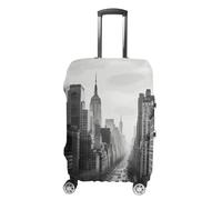 Rkklvbns Black And White New York Luggage Cover for Travel, Washable Suitcase Protector for Home, Anti Scratch Luggage Covers with Zippers on Both Sides, Stretchable Outdoor Accessories, white, Small