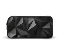 Rkklvbns Black Geometric Large Pencil Case Portable Pencil Bag with Zipper Stationery Organizer Simple Storage Aesthetic Stationery for Office College Adult Use
