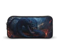 Rkklvbns Black Snake in Flames Large Pencil Case Portable Pencil Bag with Zipper Stationery Organizer Simple Storage Aesthetic Stationery for Office College Adult Use