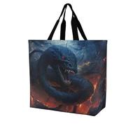 Rkklvbns Black Snake in Flames Women Tote Bag Shoulder Grocerie Bags Portable Storage Handbag Lightweight Durable for Work Travel Casual Bag