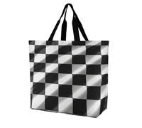 Rkklvbns Black White Race Checkered Flag Women Tote Bag Shoulder Grocerie Bags Portable Storage Handbag Lightweight Durable for Work Travel Casual Bag