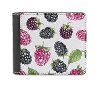 Rkklvbns Blackberry Fruit Pattern Leather Wallets RFID Blocking Slim Front Pocket Wallet Leather Money Clip, Stylish Mens Bifold Wallet Credit Card Holder Gift for Men