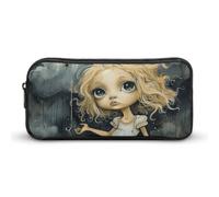 Rkklvbns Blonde Girl with Big Eyes Large Pencil Case Portable Pencil Bag with Zipper Stationery Organizer Simple Storage Aesthetic Stationery for Office College Adult Use