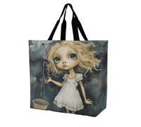 Rkklvbns Blonde Girl with Big Eyes Women Tote Bag Shoulder Grocerie Bags Portable Storage Handbag Lightweight Durable for Work Travel Casual Bag