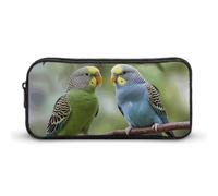 Rkklvbns Blue And Green Parakeets Large Pencil Case Portable Pencil Bag with Zipper Stationery Organizer Simple Storage Aesthetic Stationery for Office College Adult Use