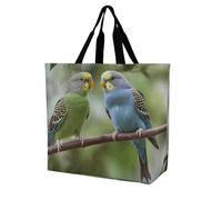 Rkklvbns Blue And Green Parakeets Women Tote Bag Shoulder Grocerie Bags Portable Storage Handbag Lightweight Durable for Work Travel Casual Bag