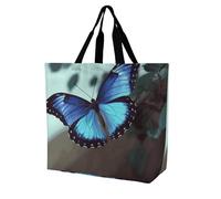 Rkklvbns Blue Butterfly Women Tote Bag Shoulder Grocerie Bags Portable Storage Handbag Lightweight Durable for Work Travel Casual Bag