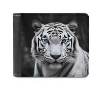 Rkklvbns Blue Eyed Tiger Leather Wallets RFID Blocking Slim Front Pocket Wallet Leather Money Clip, Stylish Mens Bifold Wallet Credit Card Holder Gift for Men