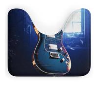 Rkklvbns Blue Guitar Toilet Rugs U Shaped Non Slip Around Bath Mat Soft Absorbent 20"x16" Thin Bathroom Rugs for Sink, Tub, Shower and Toilet