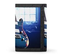 Rkklvbns Blue Guitar Trifold Wallet for Men Minimalist Design Slim Wallet with Money Pocket & Multiple Card Slots Stylish Durable Wallets