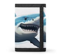 Rkklvbns Blue Shark Trifold Wallet for Men Minimalist Design Slim Wallet with Money Pocket & Multiple Card Slots Stylish Durable Wallets