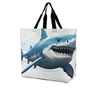 Rkklvbns Blue Shark Women Tote Bag Shoulder Grocerie Bags Portable Storage Handbag Lightweight Durable for Work Travel Casual Bag