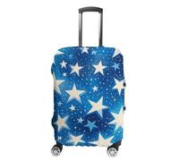 Rkklvbns Blue Shining Stars Pattern Luggage Cover for Travel, Washable Suitcase Protector for Home, Anti Scratch Luggage Covers with Zippers on Both Sides, Stretchable Outdoor Accessories, white, L