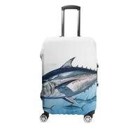 Rkklvbns Bluefin Tuna Thunnus Luggage Cover for Travel, Washable Suitcase Protector for Home, Anti Scratch Luggage Covers with Zippers on Both Sides, Stretchable Outdoor Accessories, white, L, Luggage