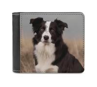 Rkklvbns Border Collie Leather Wallets RFID Blocking Slim Front Pocket Wallet Leather Money Clip, Stylish Mens Bifold Wallet Credit Card Holder Gift for Men
