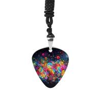 Rkklvbns Bright Beautiful Colorful Art Guitar Pick Holder Necklace for Women, Personalized Bass Pick Pendant for Men, Rock Music Picks Necklace with Chain for Party, Music Inspired Gift