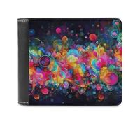 Rkklvbns Bright Beautiful Colorful Art Leather Wallets RFID Blocking Slim Front Pocket Wallet Leather Money Clip, Stylish Mens Bifold Wallet Credit Card Holder Gift for Men