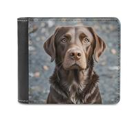 Rkklvbns Brown Labrador Retriever Leather Wallets RFID Blocking Slim Front Pocket Wallet Leather Money Clip, Stylish Mens Bifold Wallet Credit Card Holder Gift for Men
