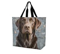 Rkklvbns Brown Labrador Retriever Shopping Bag Foldable, Reusable Grocery Bag for Outdoor, Large Capacity Shoulder Bags Washable Tote Bags for Work, Beach, Travel