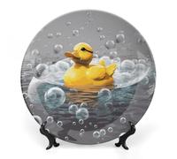 Rkklvbns Bubble Duck Decorative Plates 10inch Ceramic Dinner Plates Bone China Decorative Plate with Display Stand Dessert Plates for Home Office Wall Decoration