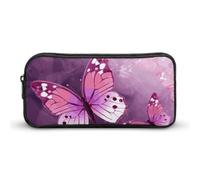 Rkklvbns Butterfly Large Pencil Case Portable Pencil Bag with Zipper Stationery Organizer Simple Storage Aesthetic Stationery for Office College Adult Use